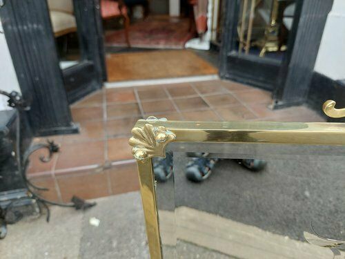 Art Nouveau Brass Framed Fire Screen photo for sale