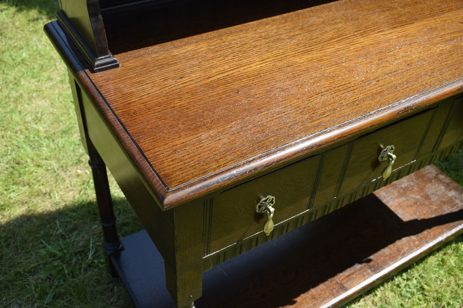 photo for sale Early 20th Century Oak Dresser And Rack