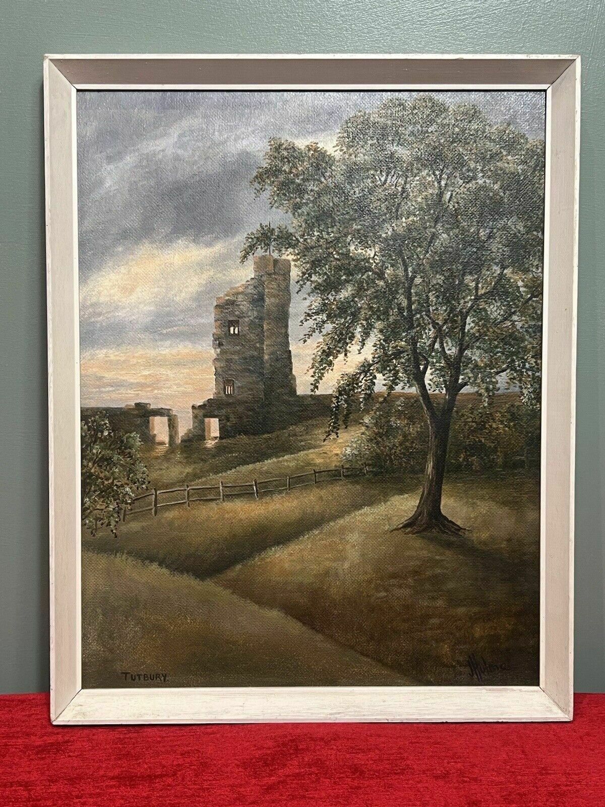 20th Century British Historic Tutbury Castle Oil Painting On Board Signed photo 220.0