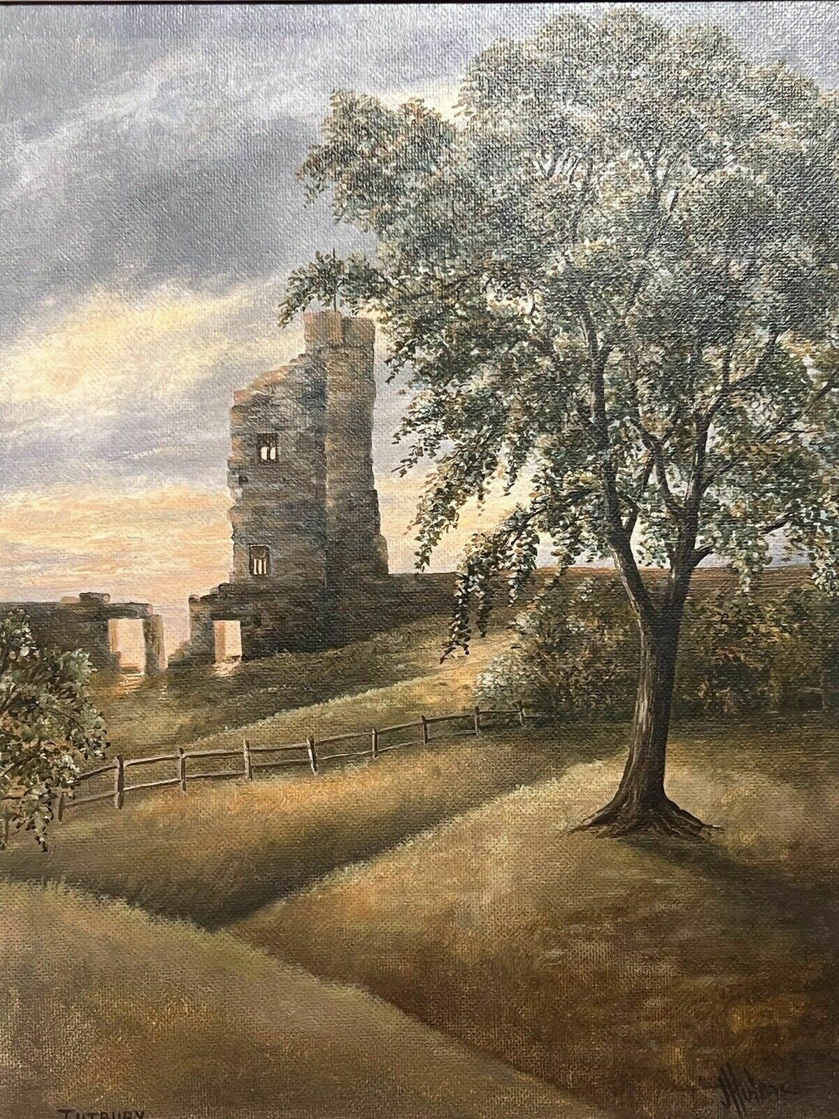 20th Century British Historic Tutbury Castle Oil Painting On Board Signed photo buy