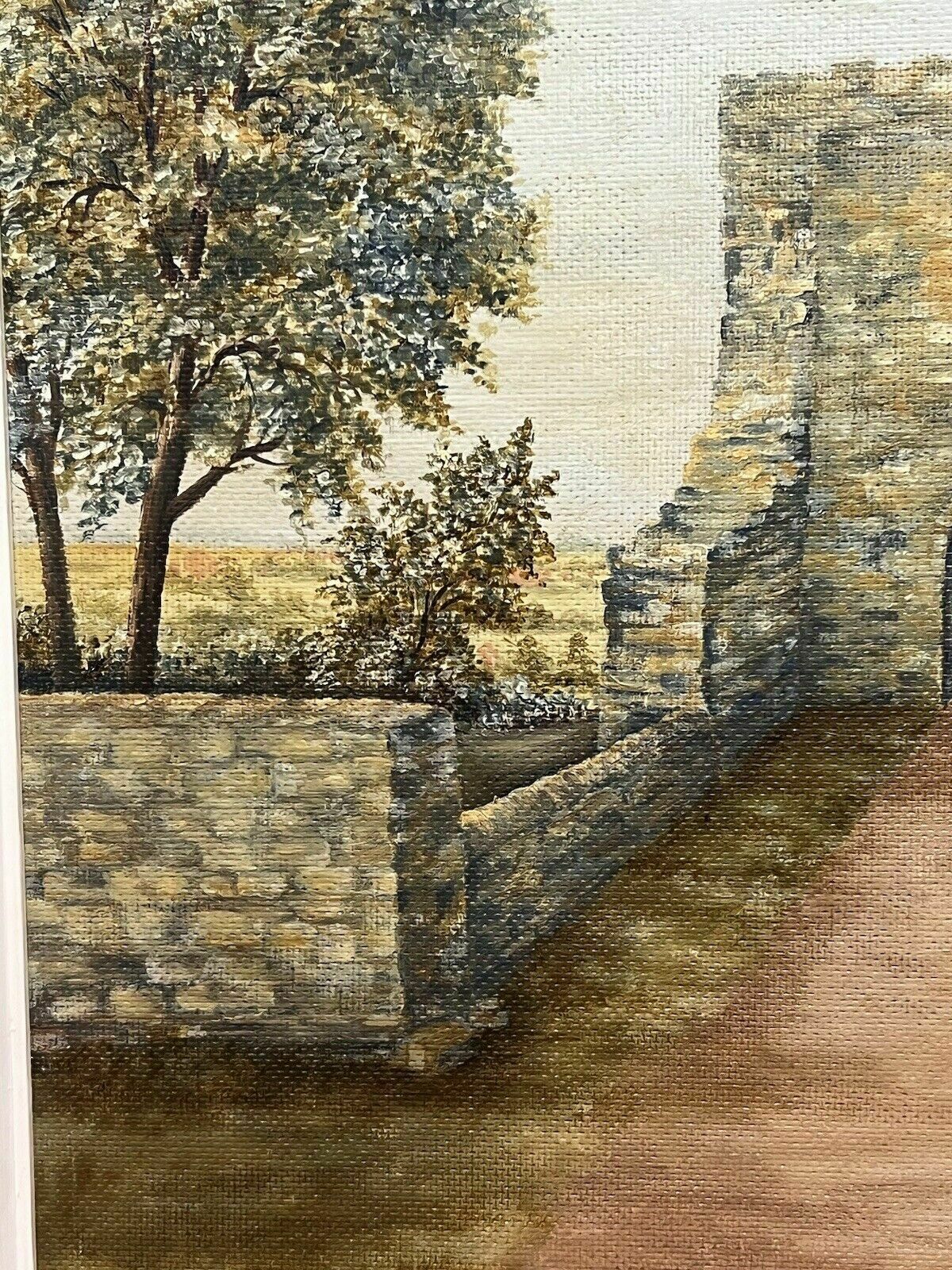 20c British Historic Tutbury Castle 'John O Gaunts Gateway' Oil Painting Signed photo buy