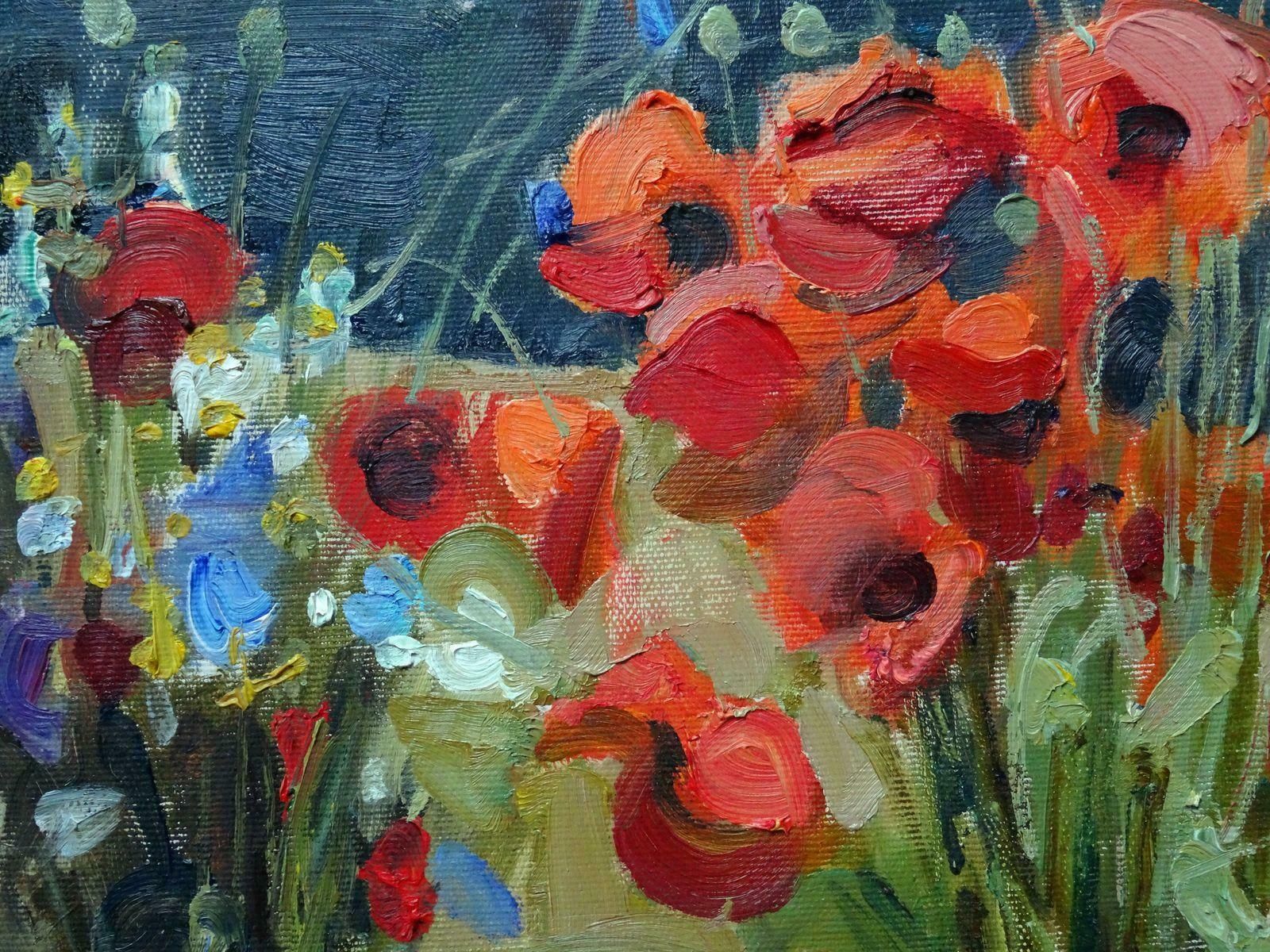 Valery Bayda Poppies. 2016. Oil On Canvas, photo for sale