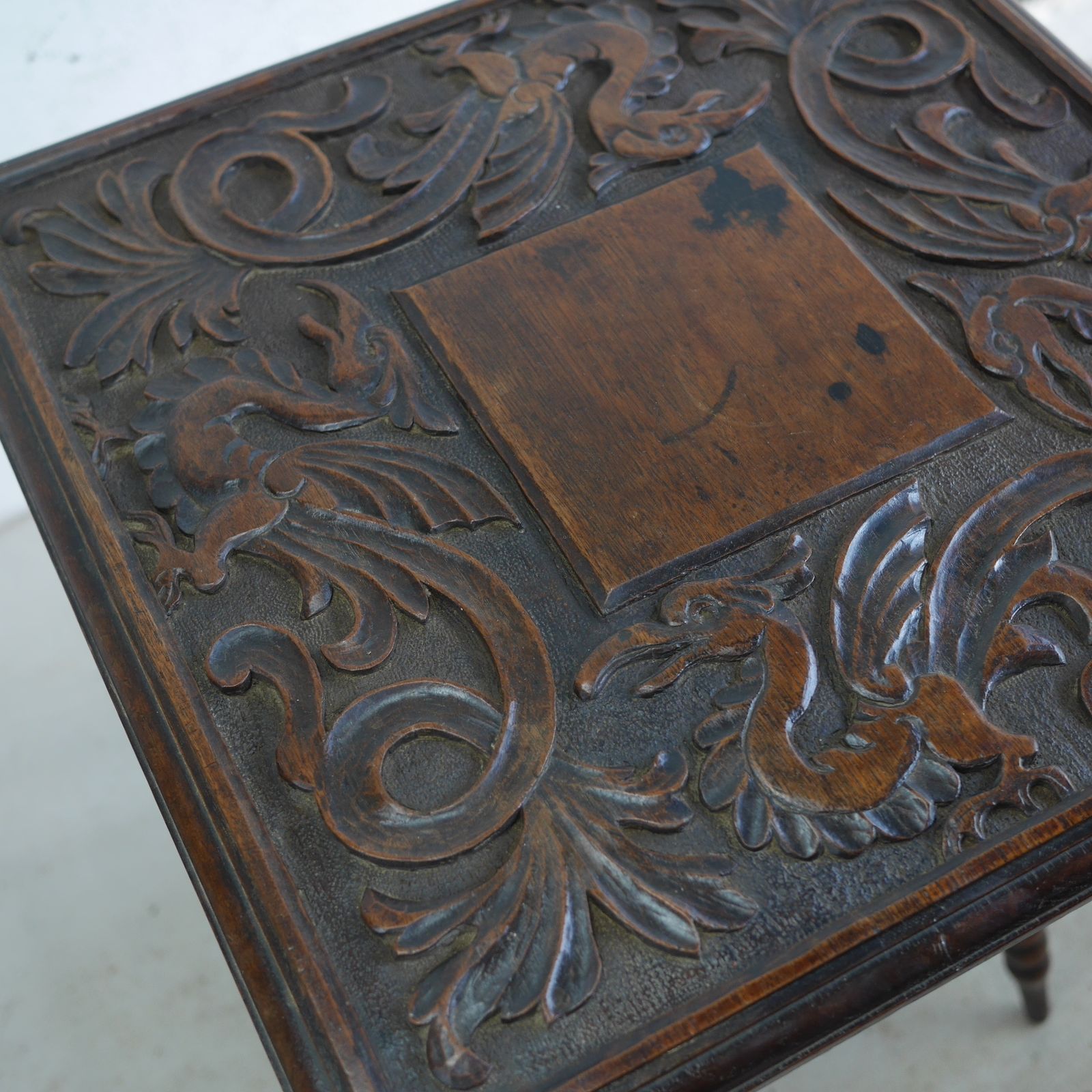 Antique Side Lamp Table Carved Griffins With Bobbin Legs Godwin Style photo for sale