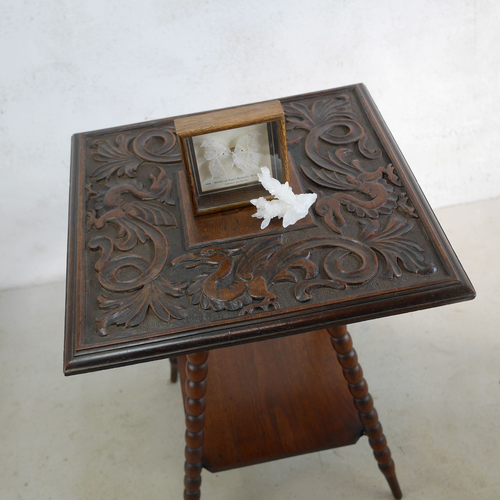 Antique Side Lamp Table Carved Griffins With Bobbin Legs Godwin Style photo vinterior