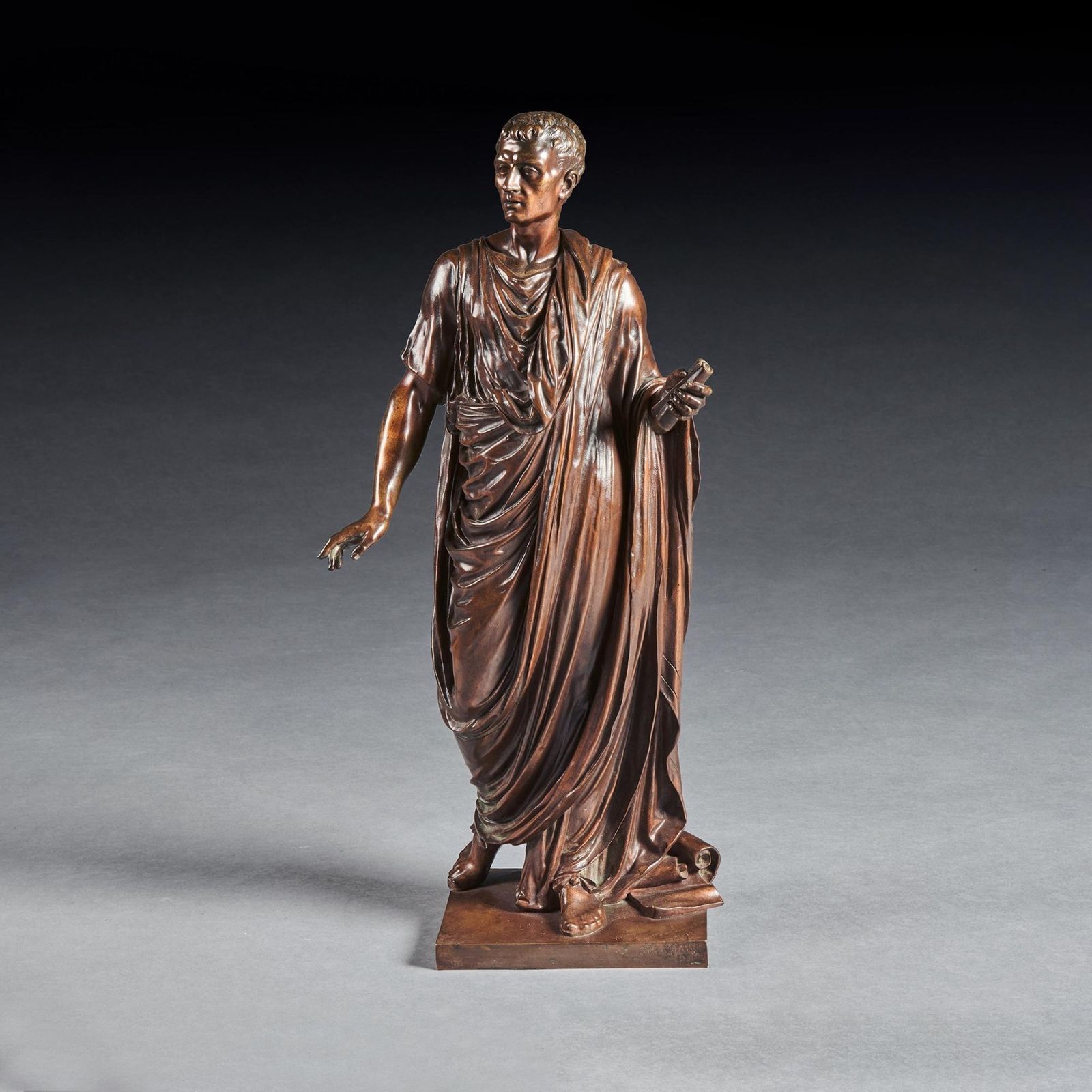 Fine Bronze Figure Of A Roman Orator Probably Julius Cesar By Mathurin Moreau. photo for sale