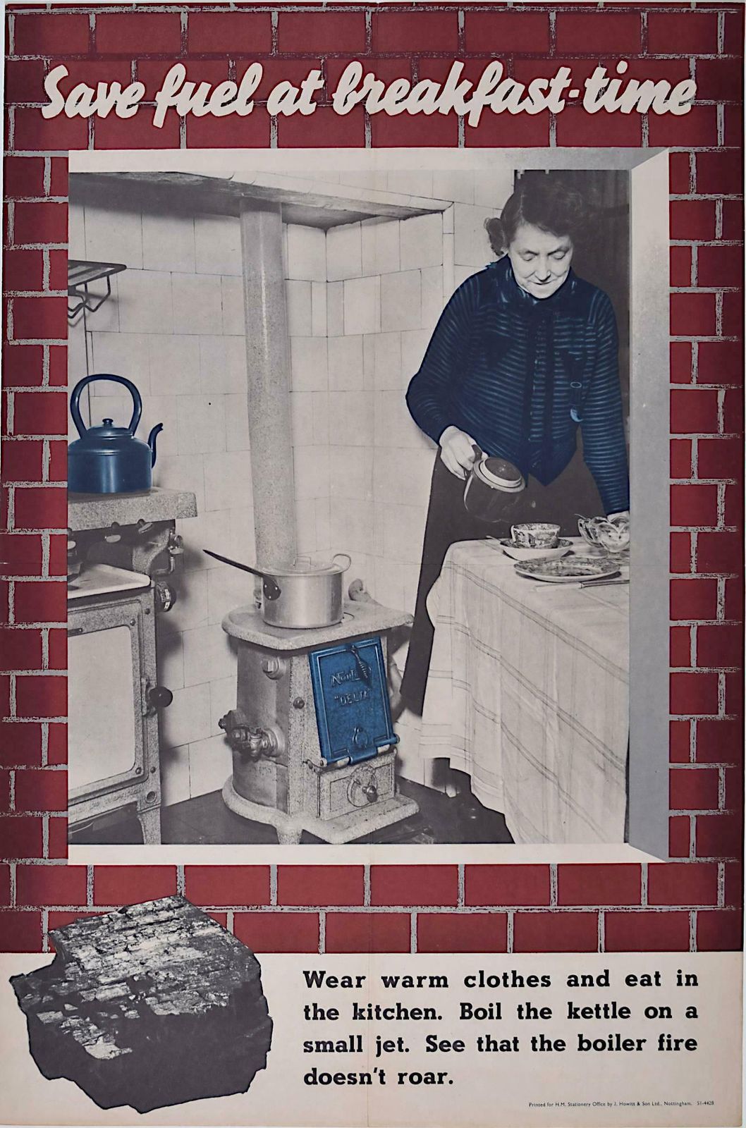 Beverley Pick World War 2 Coal Saving Poster ‘Save Fuel At Breakfast Time' By Beverley Pick
