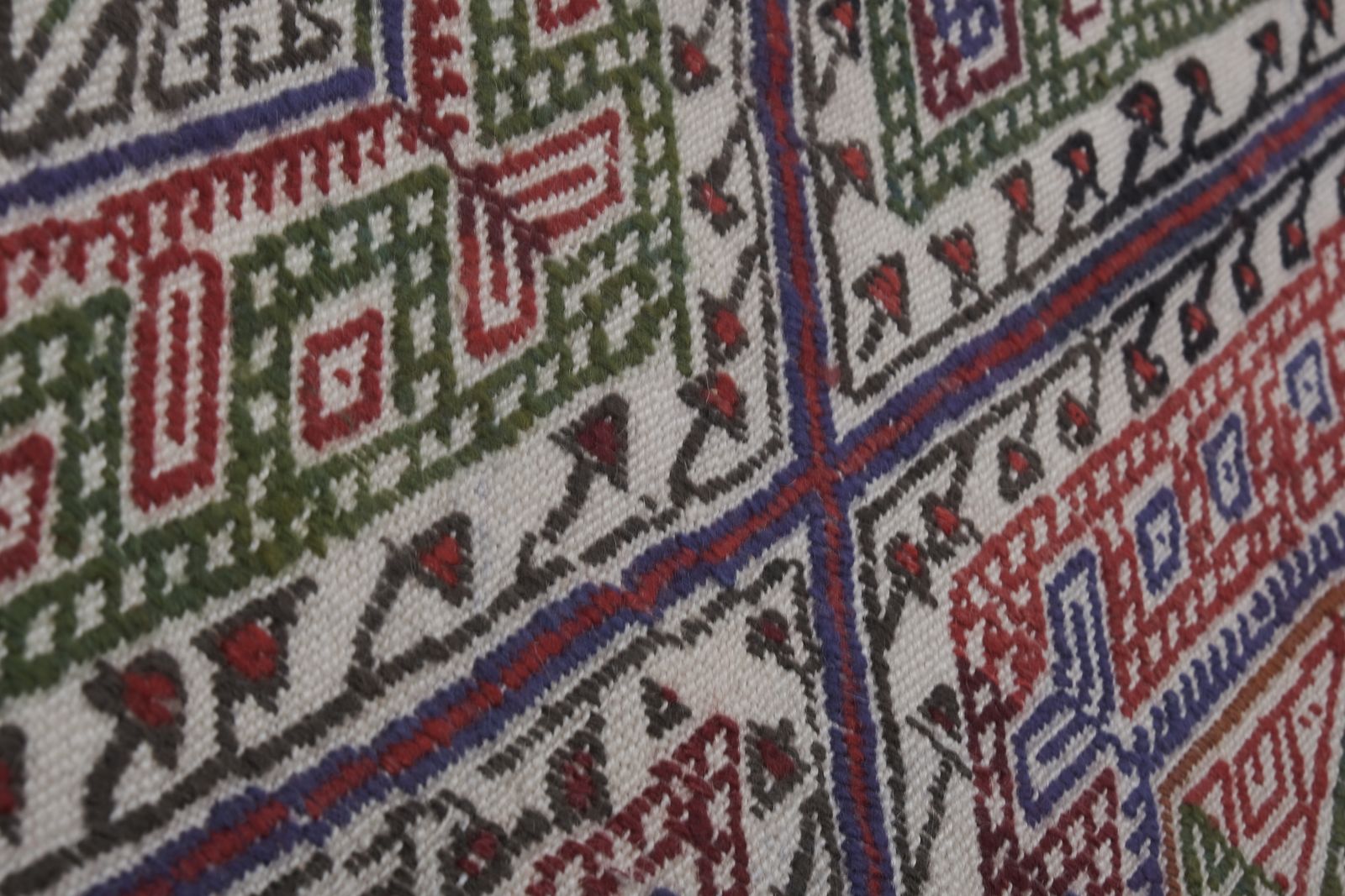 1960s Mid Century Turkish Full Embroidered Cicim Rug 4'11'' X 6'5'' photo for sale