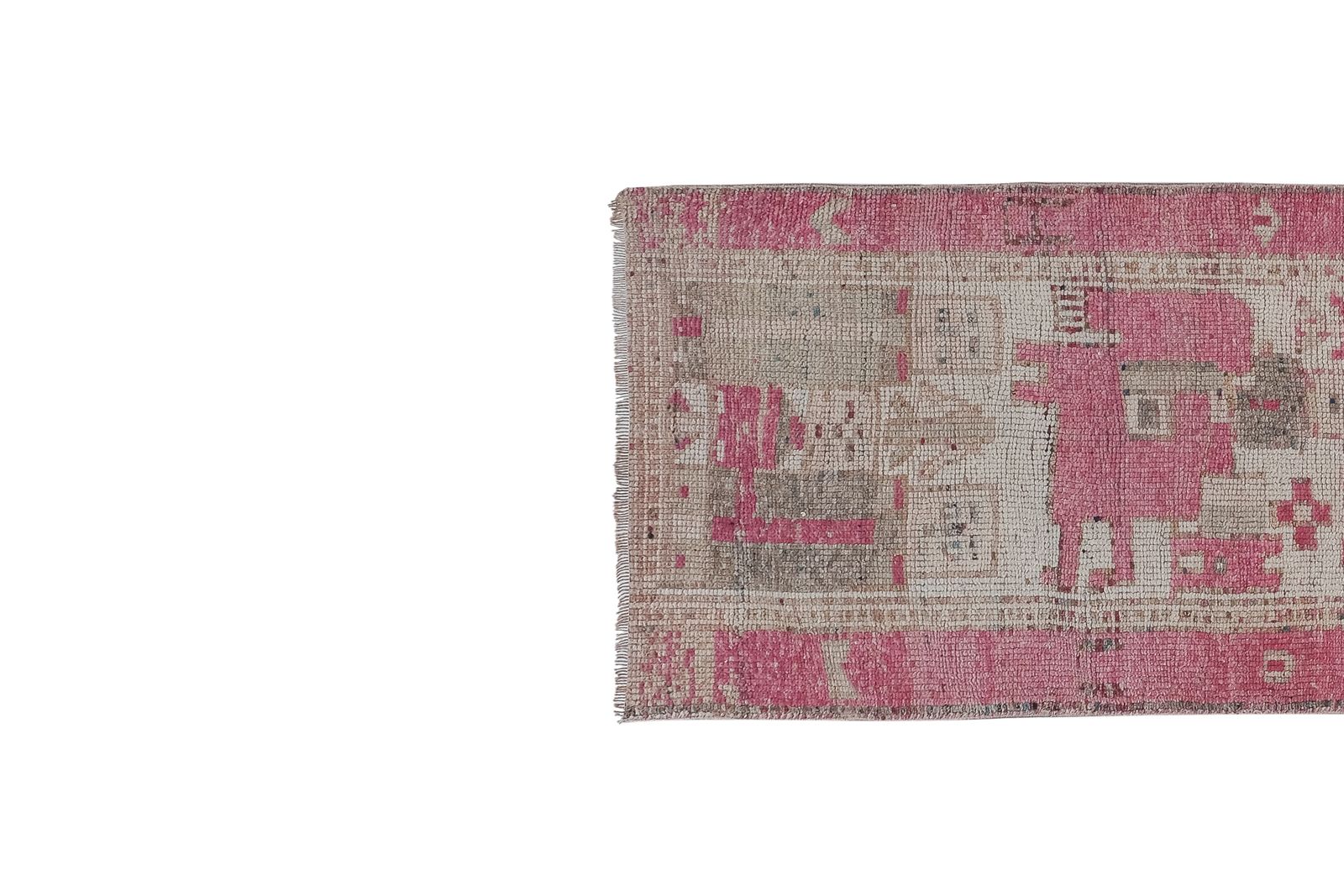 1960s Distressed Human Pictorial Kurdish Runner Rug photo Textiles