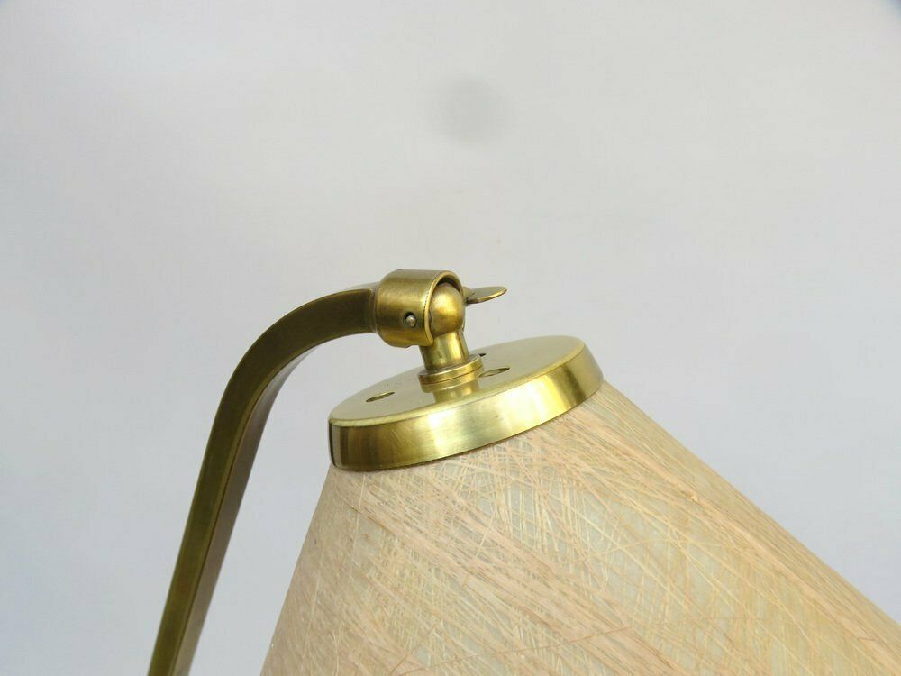 photo buy Extraordinary Table Lamp In Brass With Lampshade In Fiberglass, 1960s