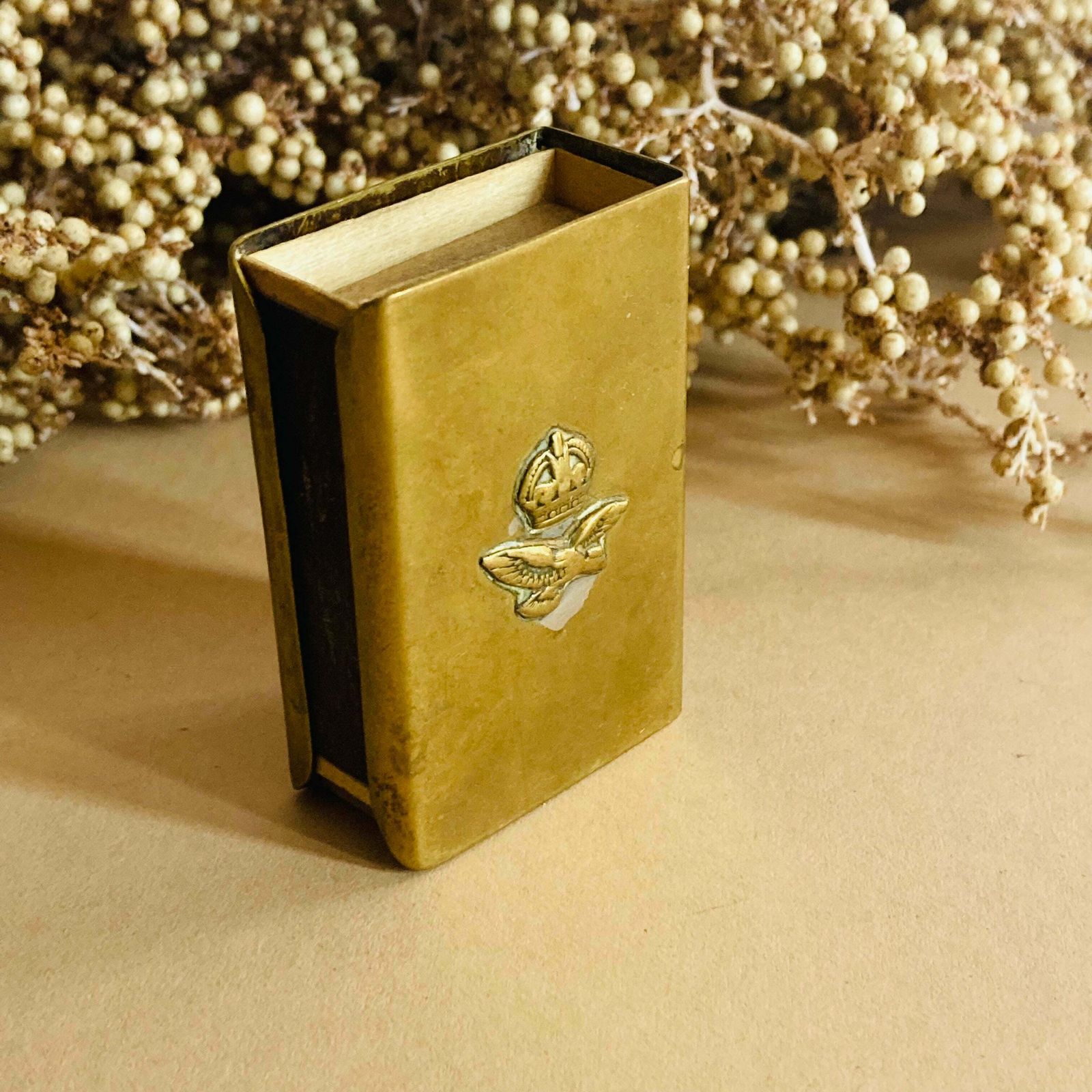 Antique Trench Art Brass Match Box Holder photo Home Decor