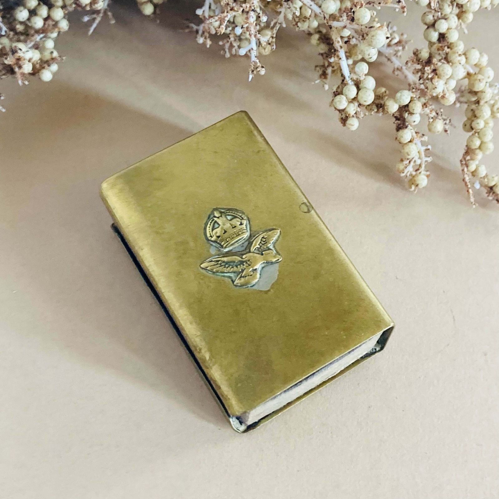 Antique Trench Art Brass Match Box Holder photo 80.0