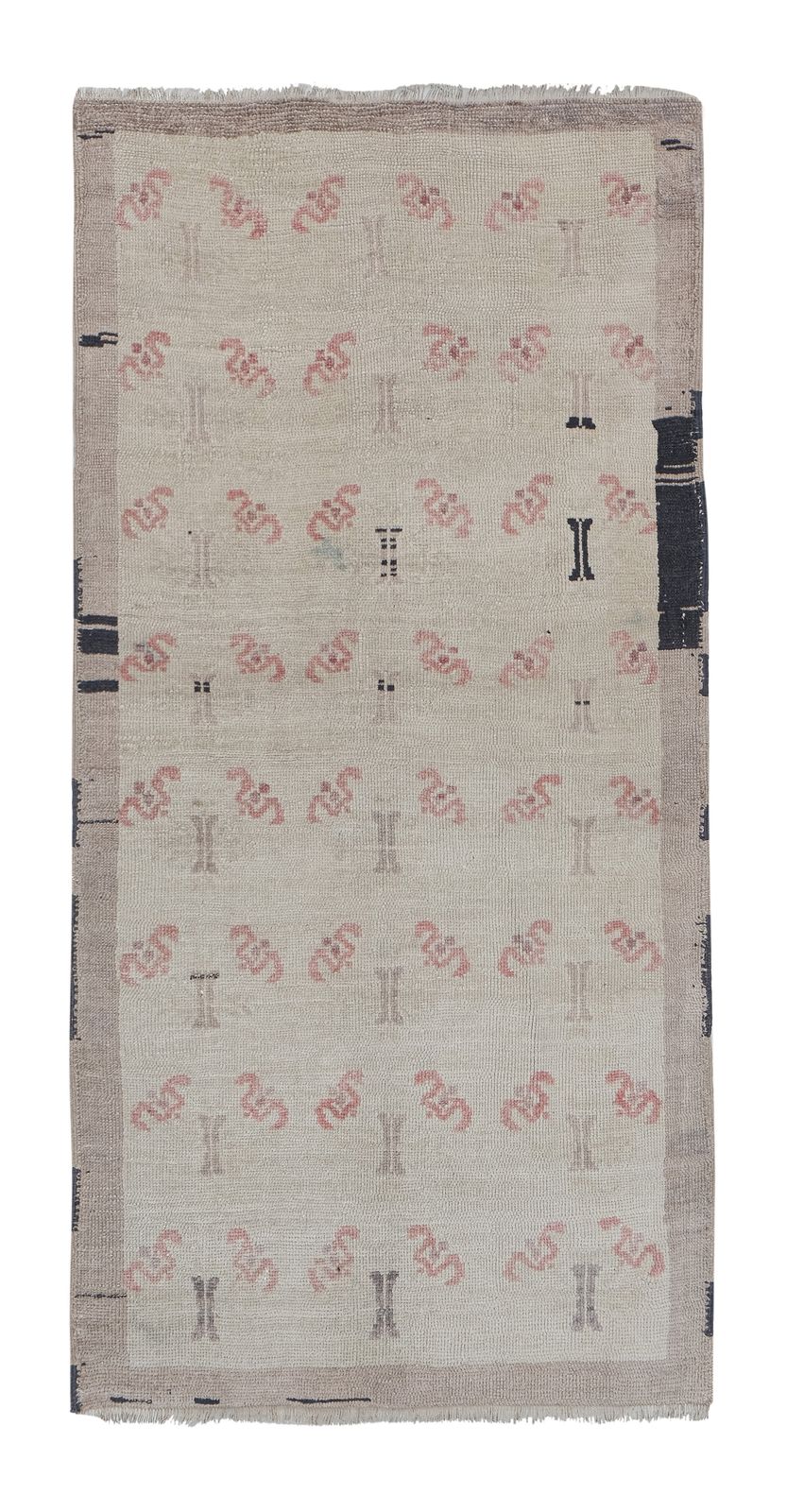 Vintage Faded Light Gray Turkish Oushak Rug 3'1'' X 6'1''