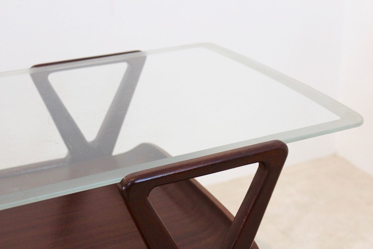 photo furniture Scandinavian Teak Coffee Table With Glass Top, 1960s