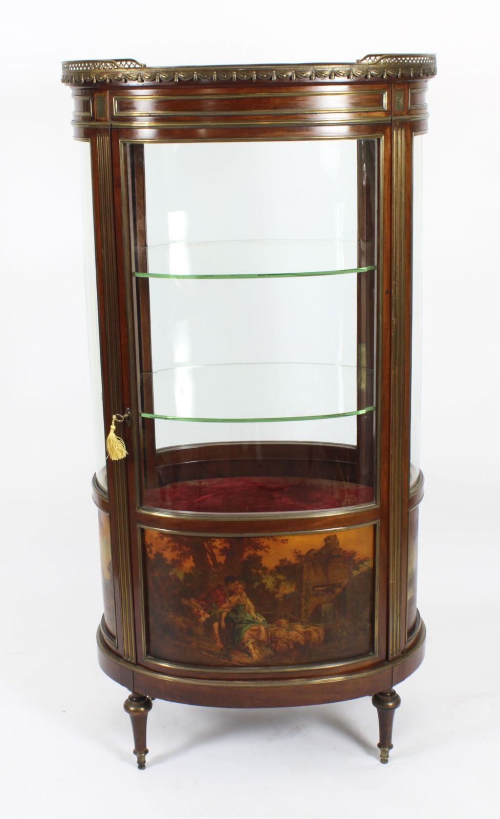 Antique French Oval Vernis Martin Cabinet Vitrine  19th C photo for sale