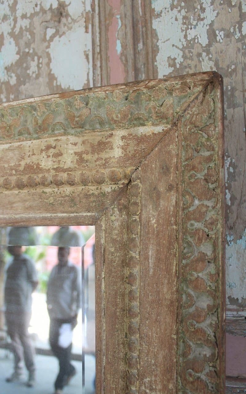 Antique Mirror With Carving Detail, Gujarat Circa 1890   1 Of A Pair Sell Separately photo for sale