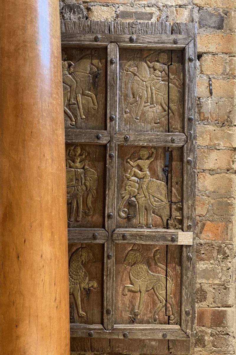 Tribal Door From Orissa Depicting Elephants, Lions, Horses Circa 1900