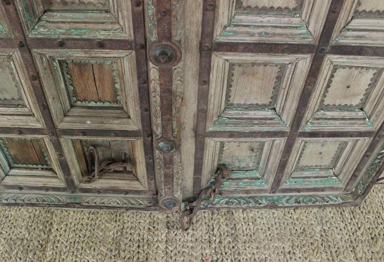 19th Century Haveli Doors In Pale Teak With Iron Work, Western Rajasthan photo furniture