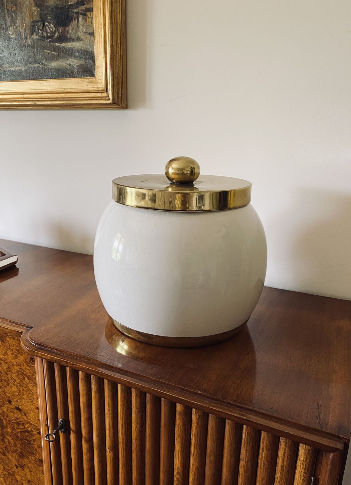 Hollywood Regency White Ceramic Bucket, Italy, Ca. 1970 photo furniture