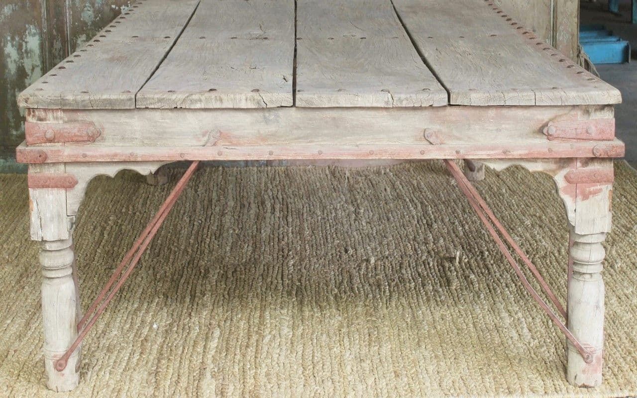 Bleached Wood Acacia Day Bed Table, Thar Desert 19th Century photo furniture