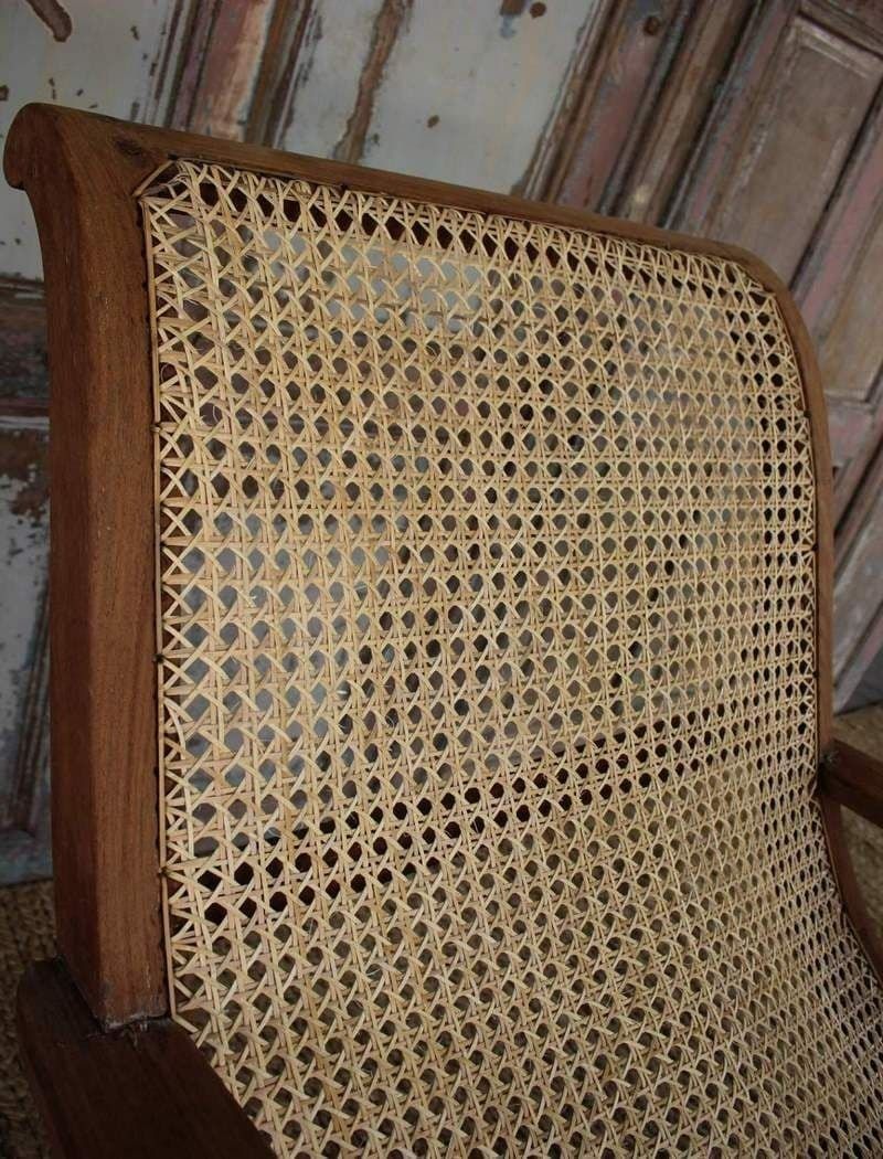 Early 20th Century Teak Colonial Planters Chair With Rattan Weave photo 1495.0