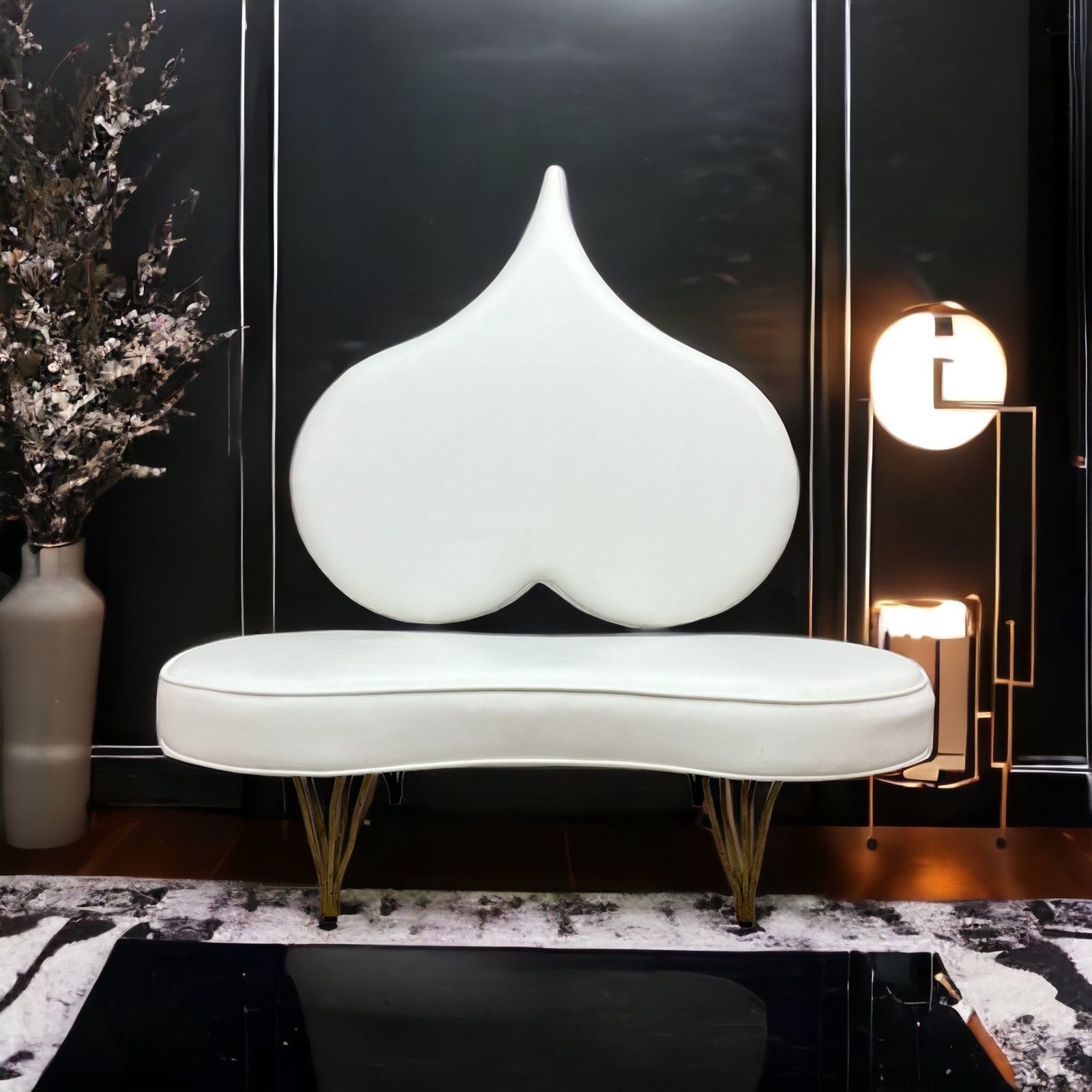 Unique Design Italy White Leather Fiammette Heart Sofa By Domusnova