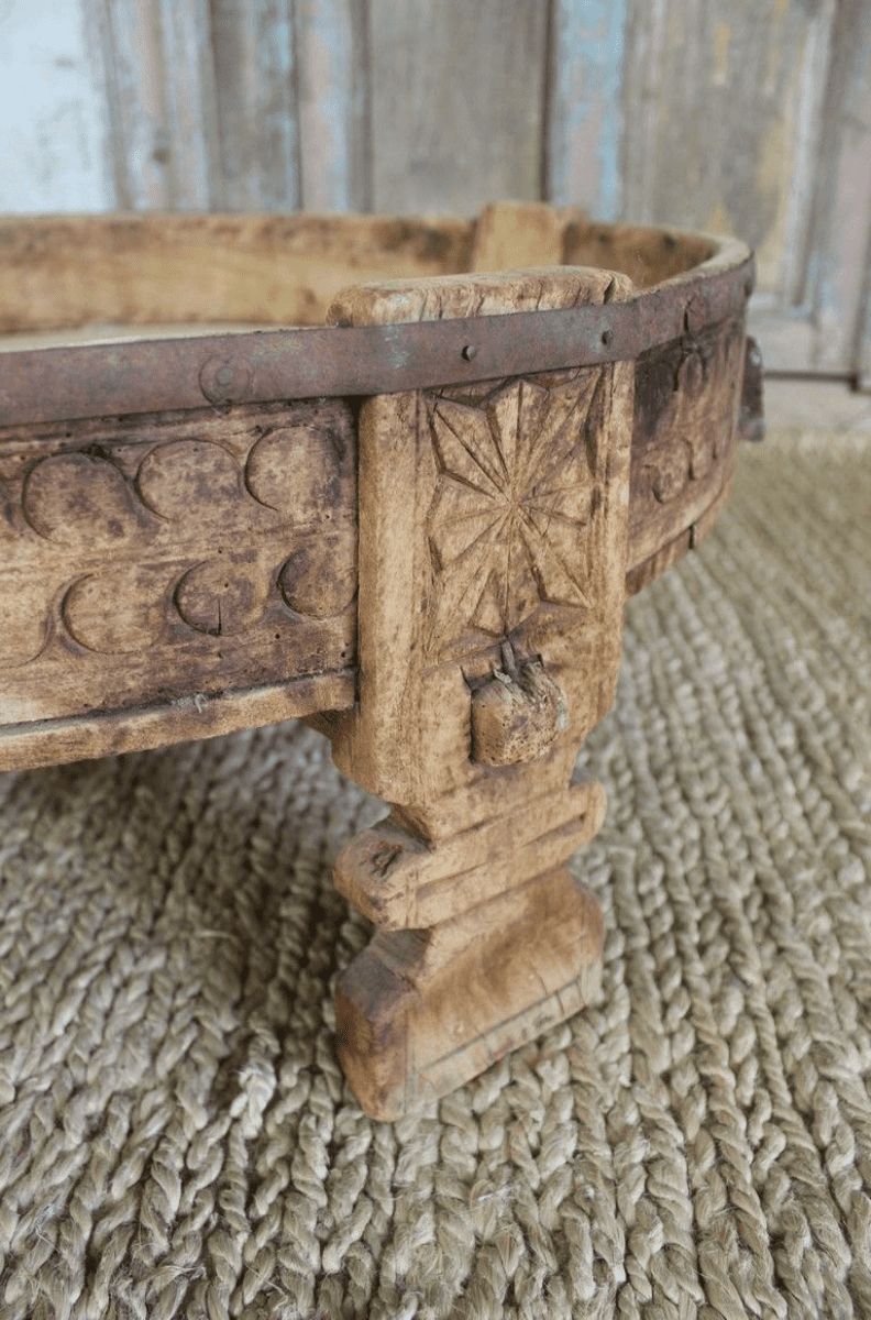 Antique Grinder Table With Bleached Wood photo furniture