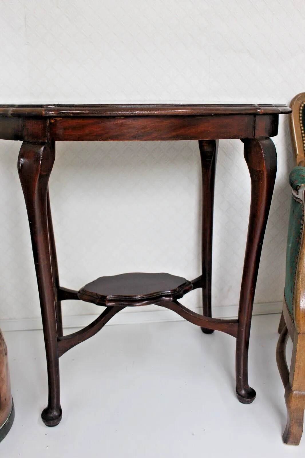 photo for sale Vintage Edwardian Solid Mahogany Oval Side End Table Plant Occasional 75 X 74 Cm