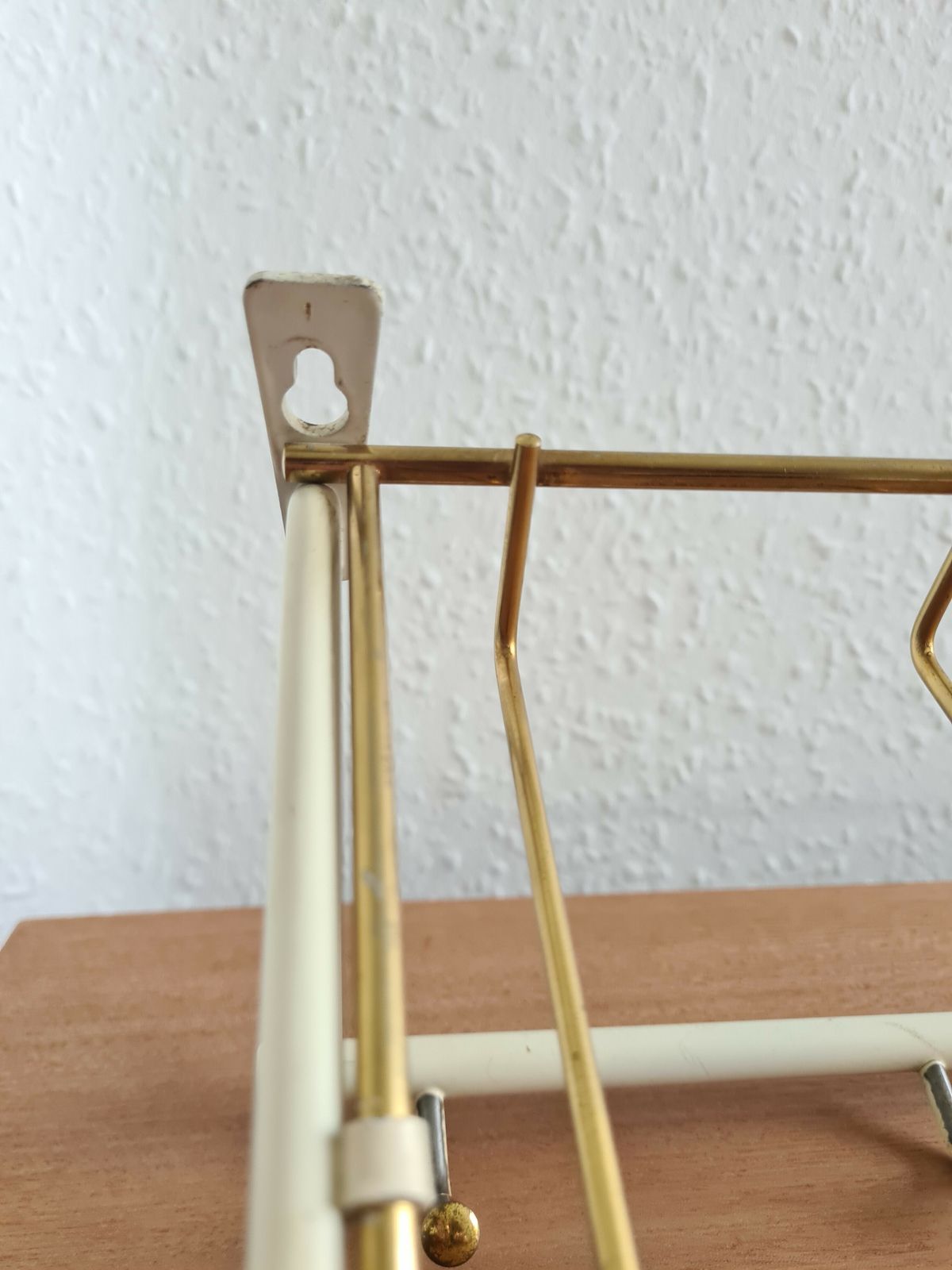 Brass And Cream Mid Century Coat And Storage Rack From Germany photo for sale