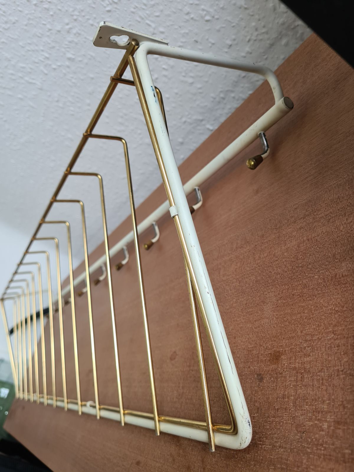 Brass And Cream Mid Century Coat And Storage Rack From Germany photo 435.0