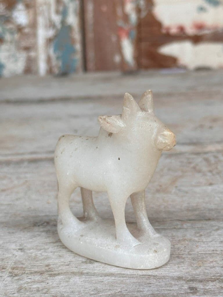 Marble Nandi Cow, Temple Offering, Rajasthan Circa 1920 photo furniture