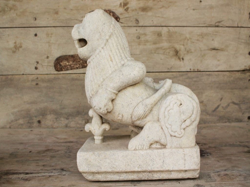 Marble Carving Of A Lion, Architectural Carving From A Hindu Temple, Mount Abu, Rajasthan