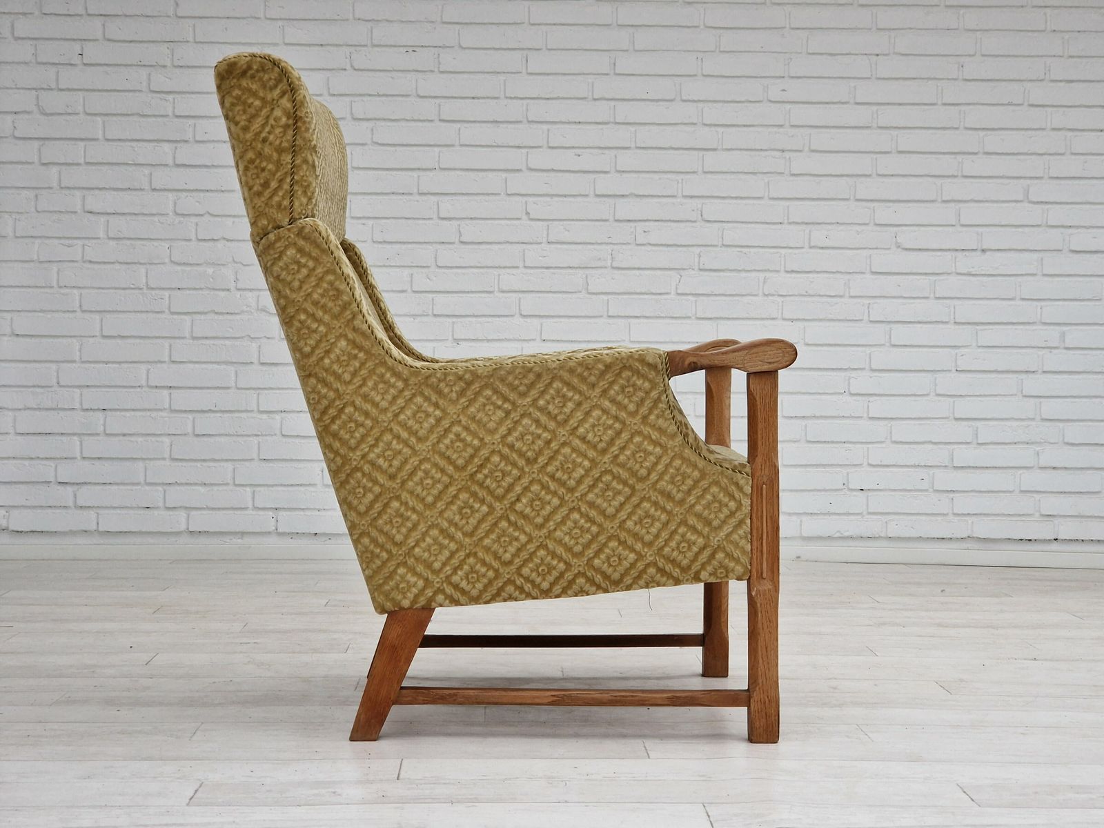 1960s, Danish Design, Highback Armchair, Furniture Fabric, Oak Wood. photo furniture