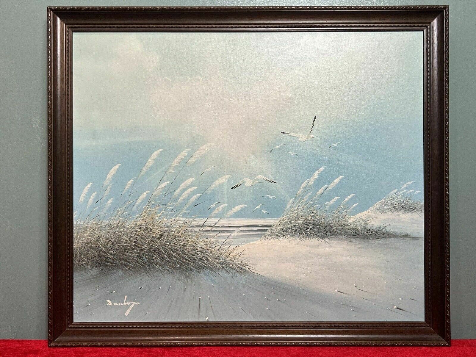20th Century Contemporary Impressionist Winter Seascape With Seagulls Signed photo furniture