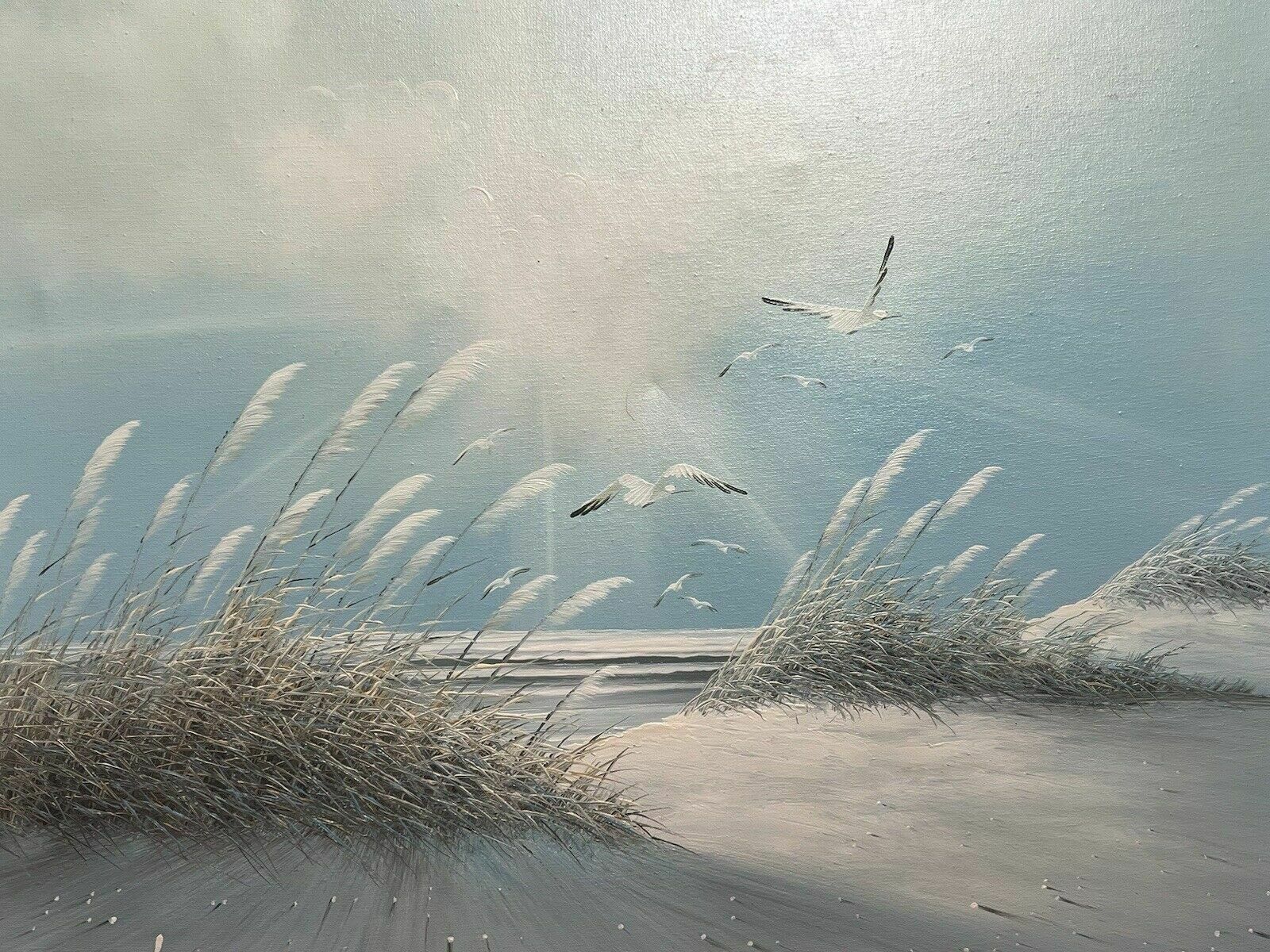 photo furniture 20th Century Contemporary Impressionist Winter Seascape With Seagulls Signed