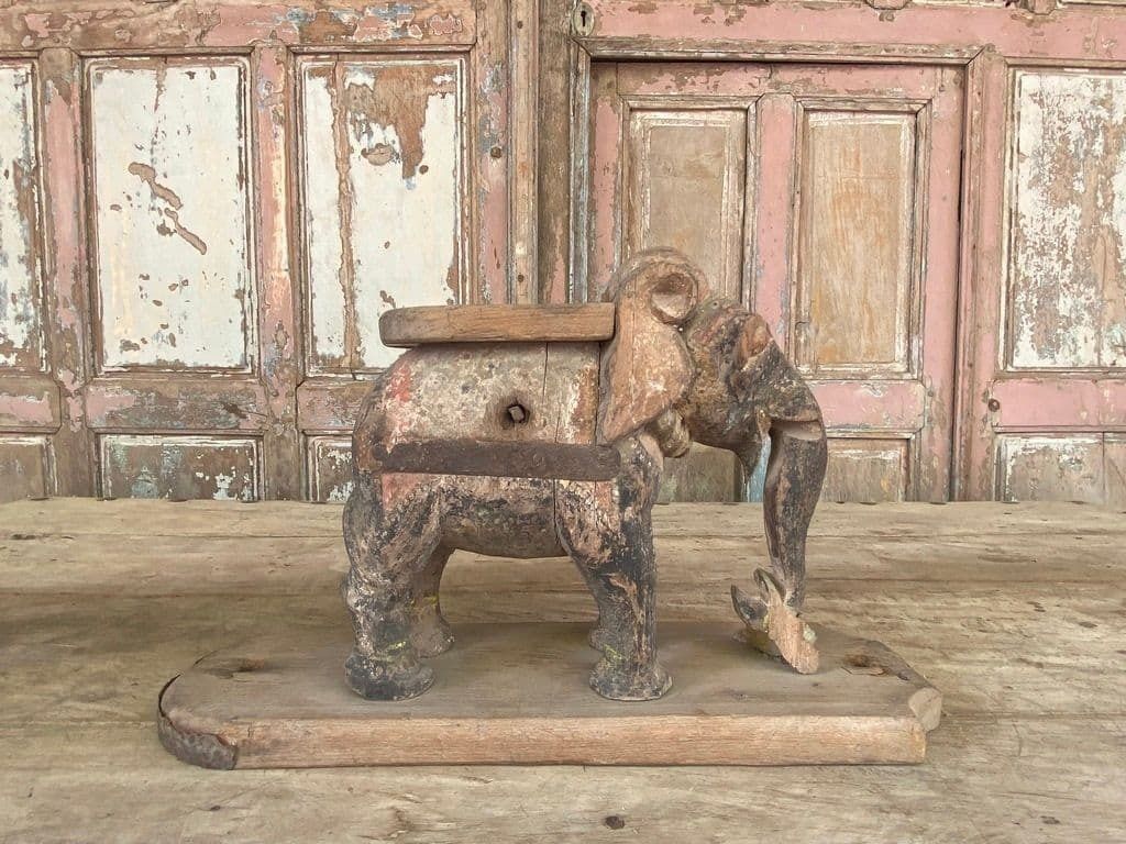 19th Century Teak Hindu Temple Elephants, Patan, Gujarat photo furniture