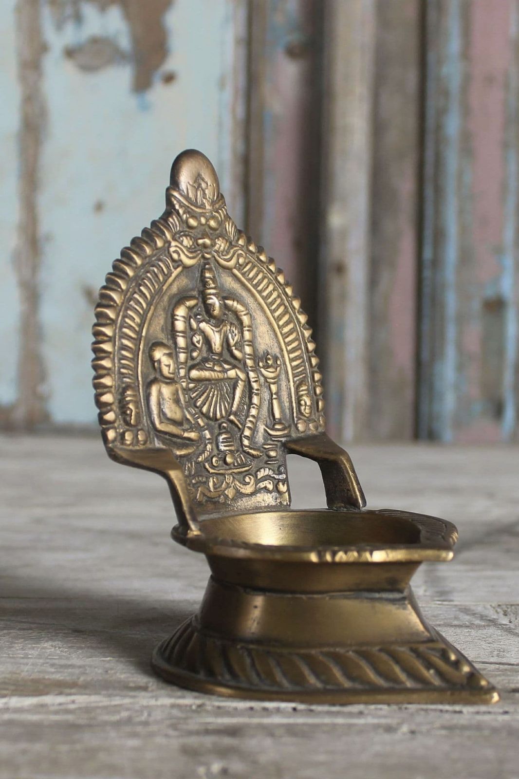Rare Vintage Temple Oil Lamp Depicting Shiva With Cobras photo furniture
