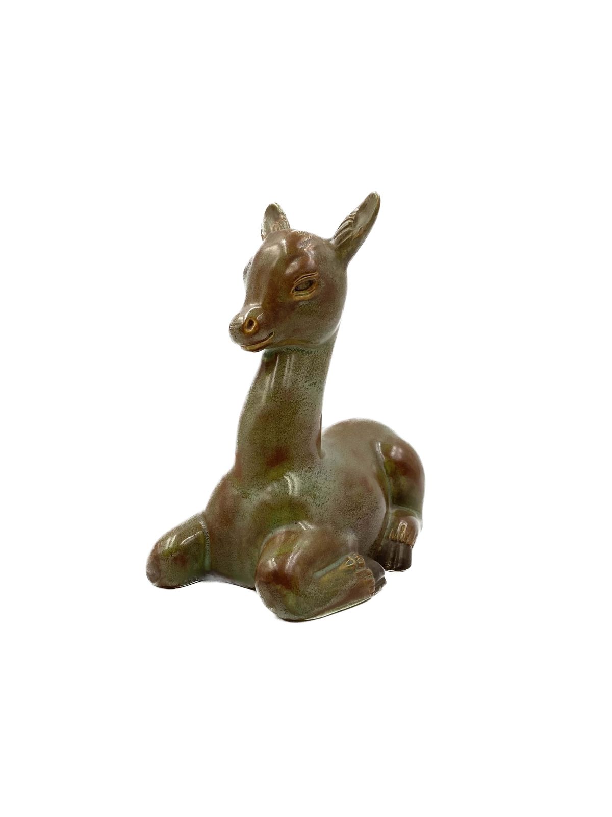 Giovanni Gariboldi, "Crouching Deer", Richard Ginori   San Cristoforo, Italy, 1940s. photo for sale