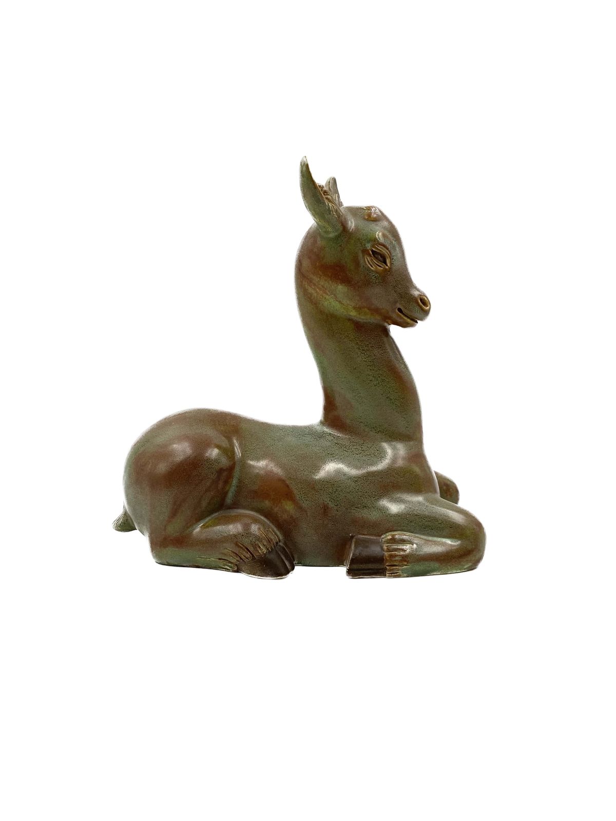Giovanni Gariboldi, "Crouching Deer", Richard Ginori   San Cristoforo, Italy, 1940s.