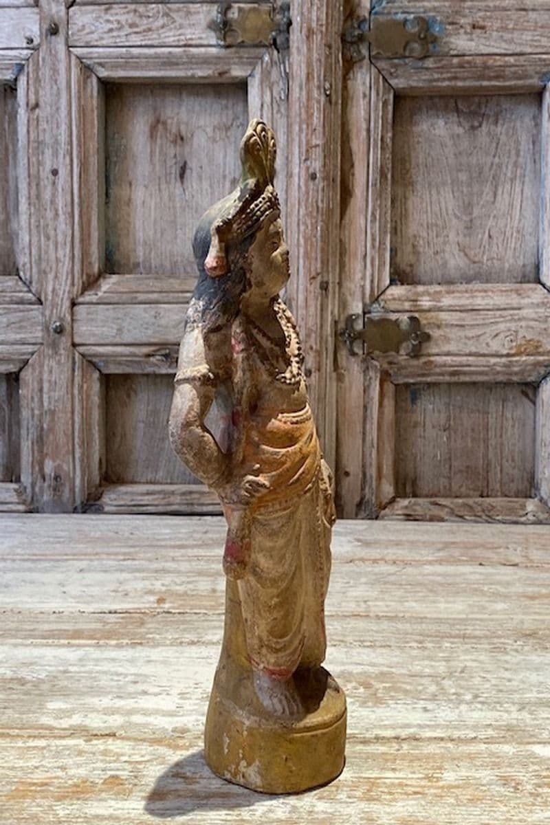Vintage Clay Statue Of Krishna, God Of Love photo for sale
