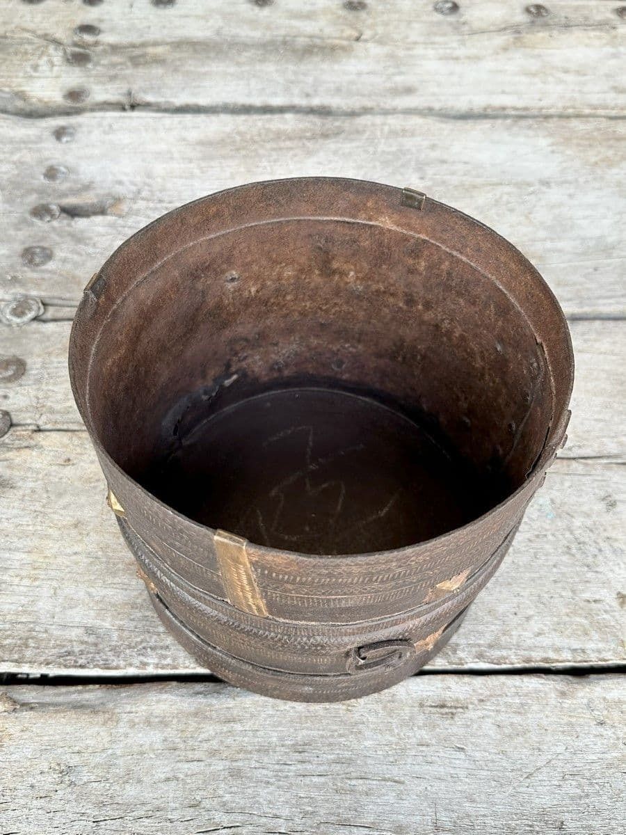 Antique Iron Grain Pot From Rajasthan photo furniture