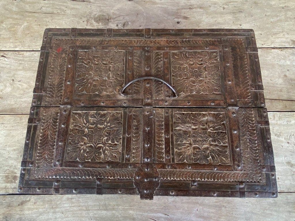 19th Century Dowry Box With Carvings Of Peacocks & Hanuman The Monkey God photo furniture