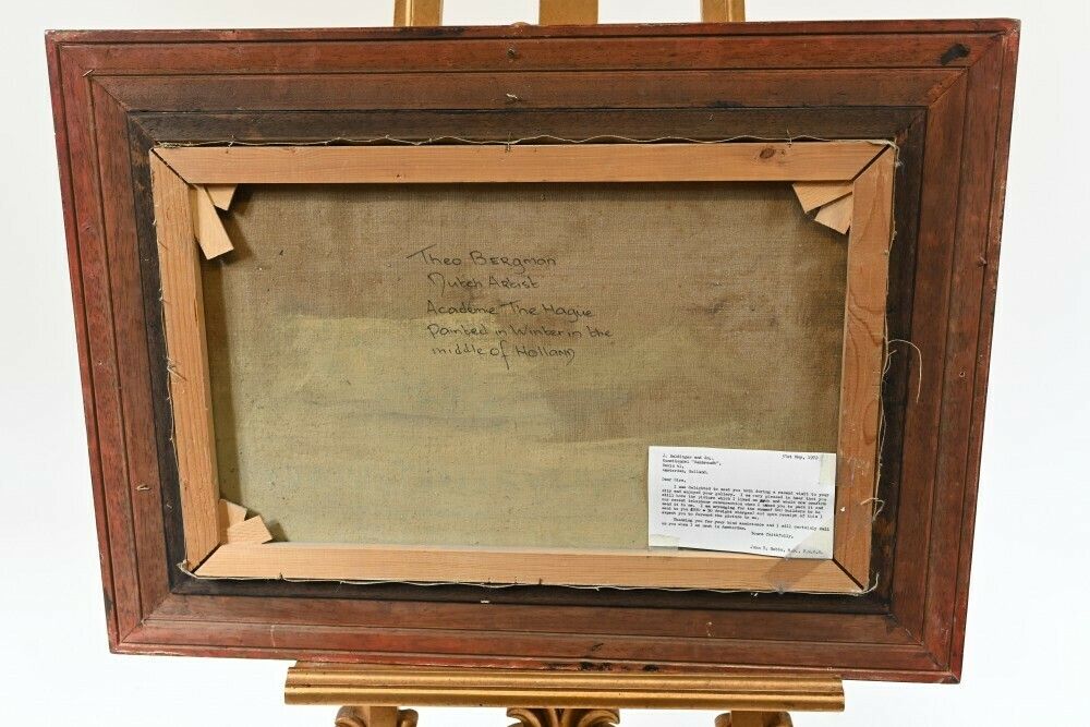 photo furniture Dutch Oil Painting Frozen Landscape Signed T Bergman