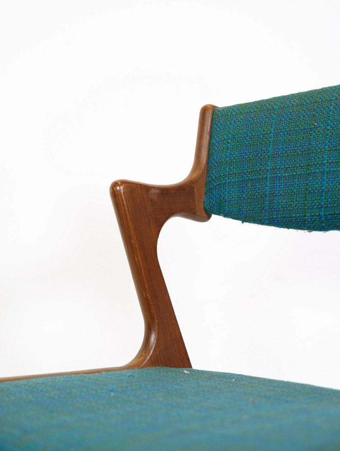 Set Of Four Dining Chairs In Teak And Light Blue Fabric Of Danish Design By Nova Møbelfabrik From 1960s photo vinterior