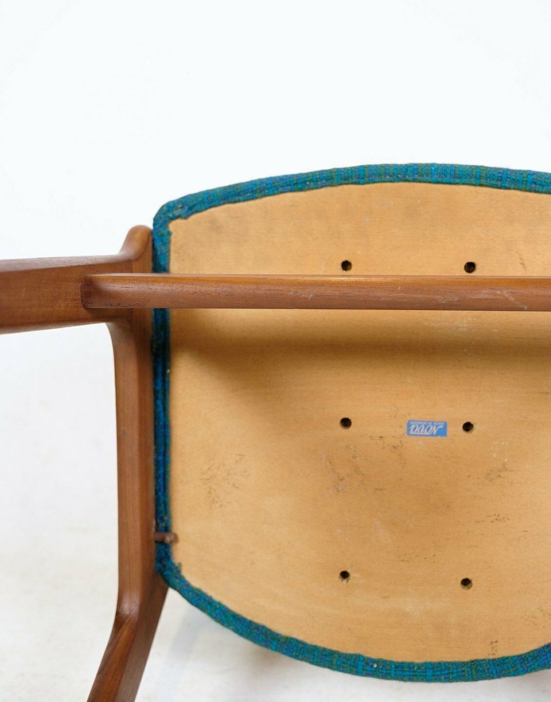 Set Of Four Dining Chairs In Teak And Light Blue Fabric Of Danish Design By Nova Møbelfabrik From 1960s photo vintage
