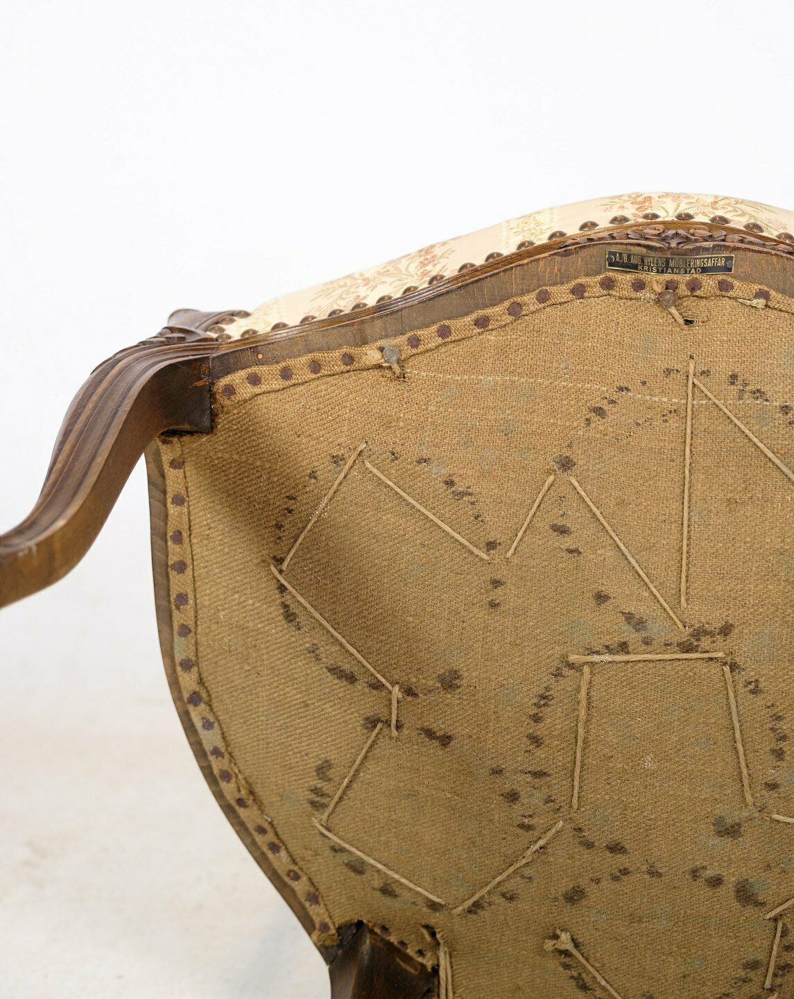 photo for sale Neo Rococo Armchairs In Decorated Fabric & Dark Wood From 1930s.