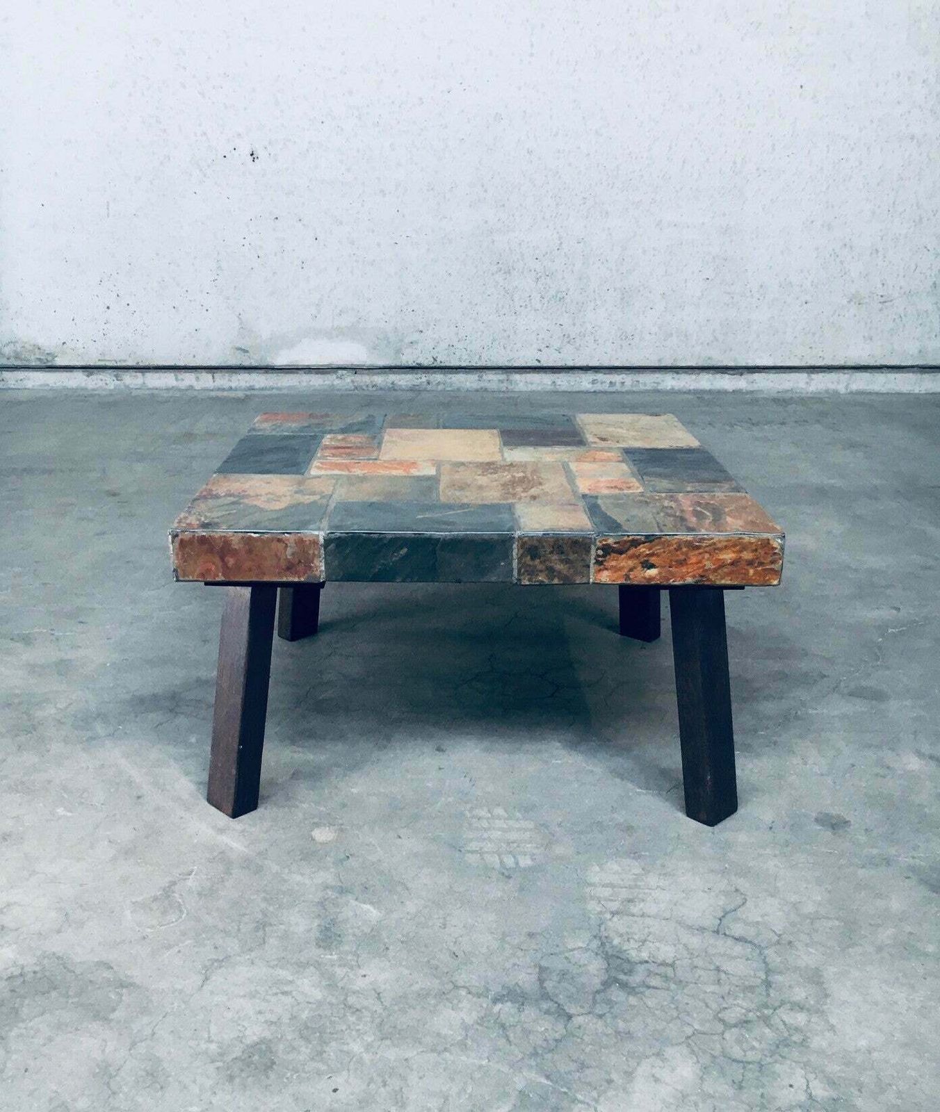 Salontafel Met Leistenen Blad In Brutalistische Stijl, Ca. Jaren 1970 photo vintage