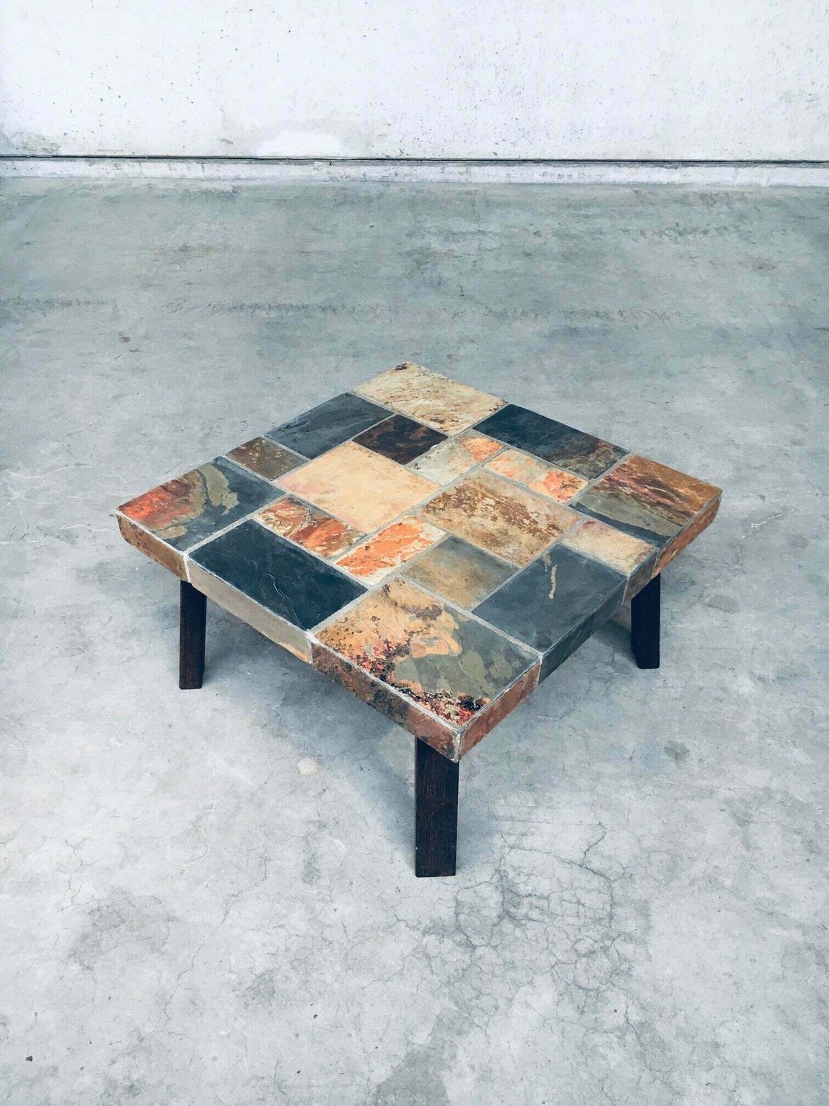 photo for sale Salontafel Met Leistenen Blad In Brutalistische Stijl, Ca. Jaren 1970