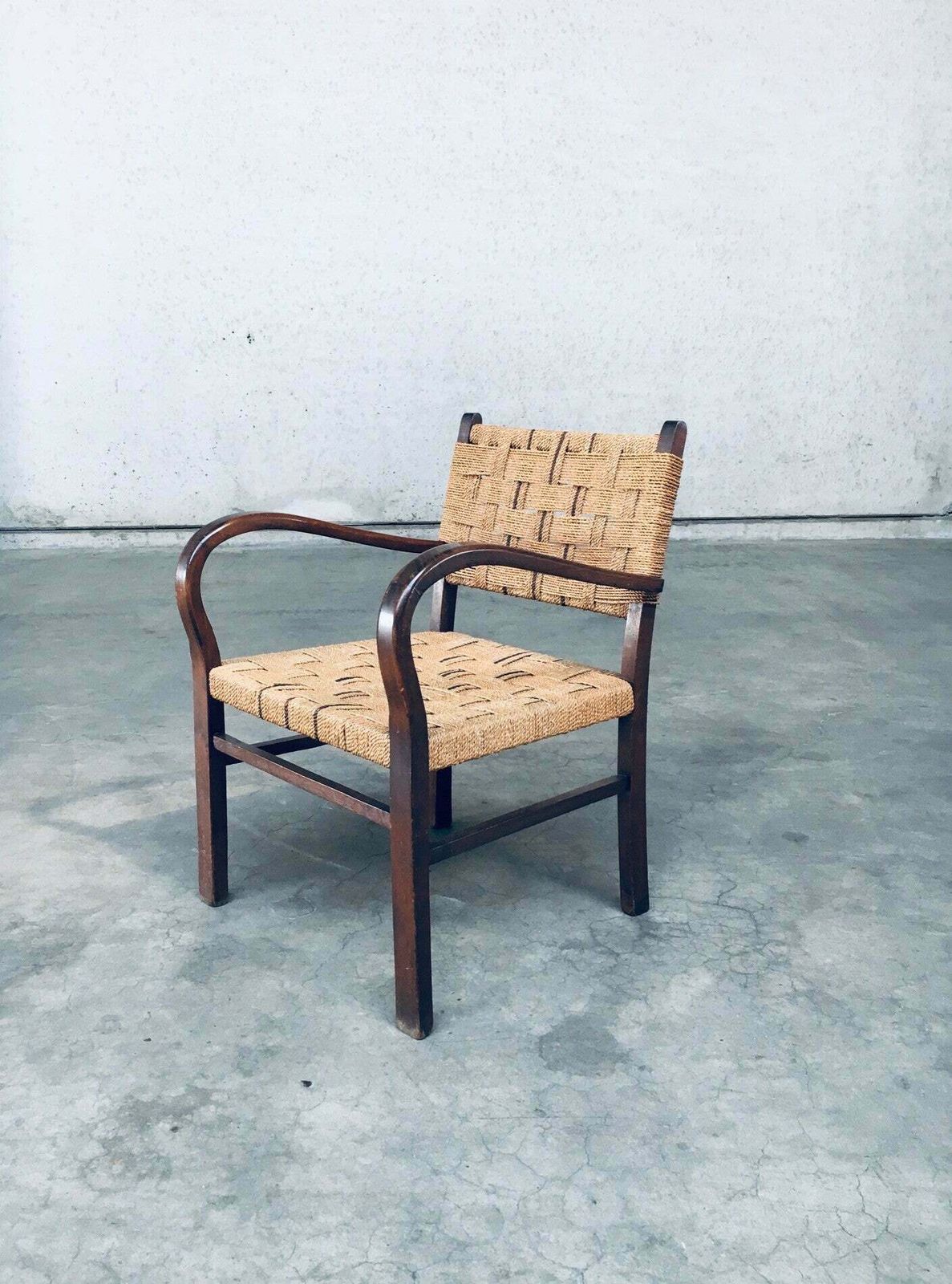 Bauhaus Stijl Fauteuil Met Touwbekleding Door Axel Larsson, Jaren 1930 photo vintage