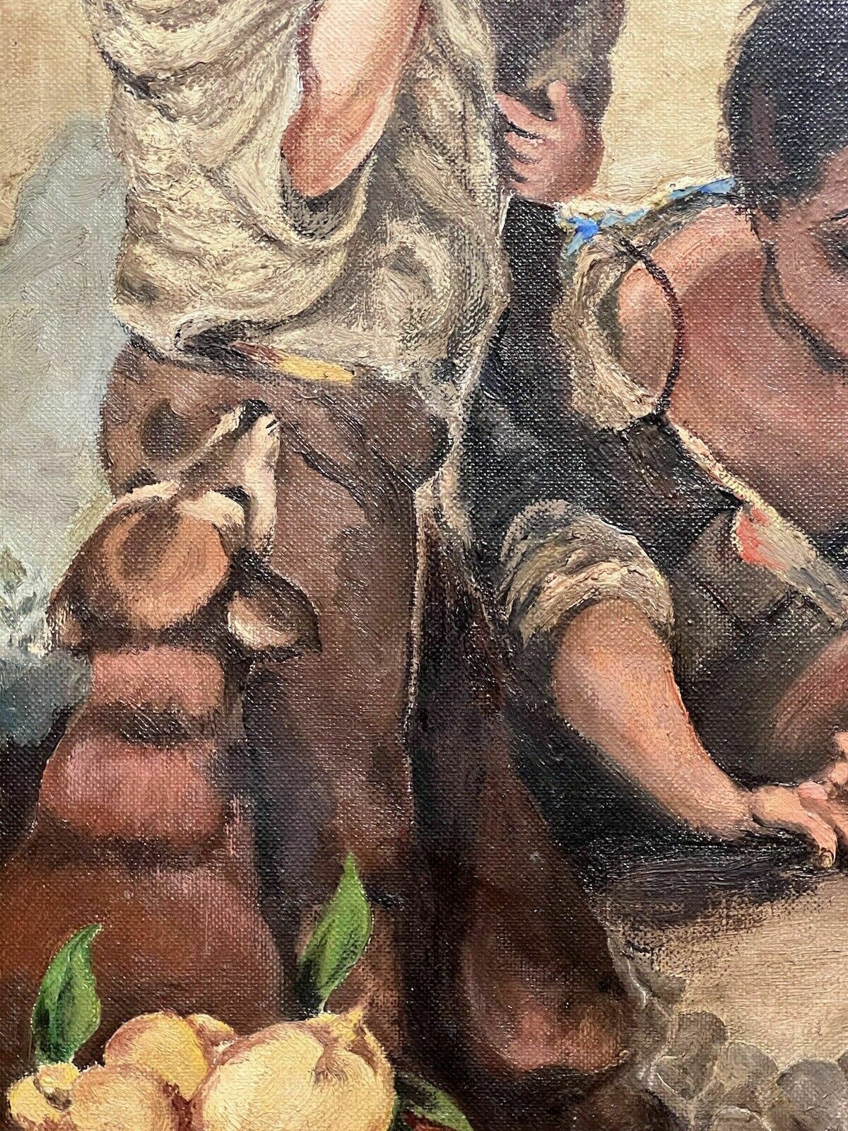 Art Spanish School Oil Painting After Bartolome Murillo's 'Young Boys Playing Dice' photo