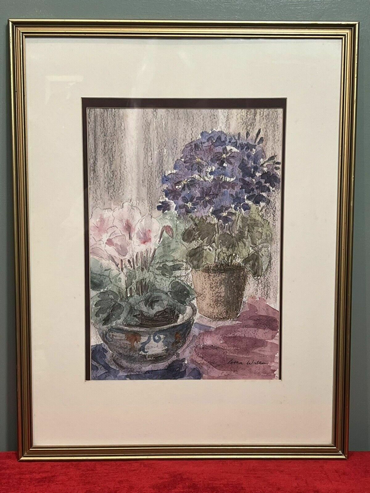 20th Century Botanical Stil Life Watercolour Painting By Artist Lorna Watson